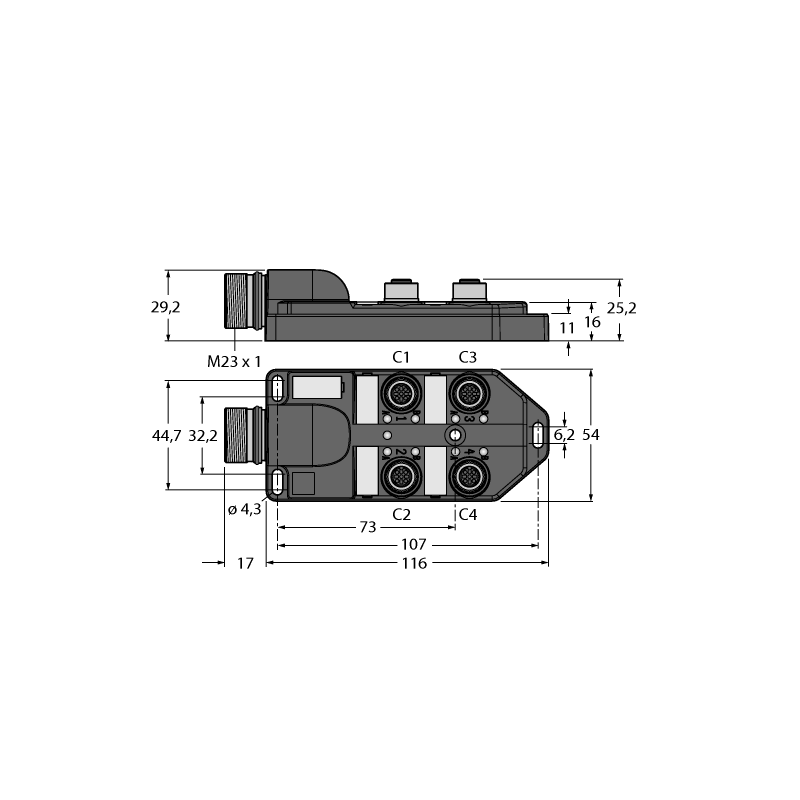 Коробка распределительная, пассивная, M12x1 Turck TB-4M12-5P3-CS19H 