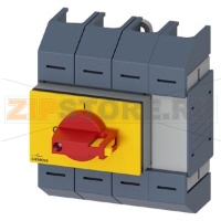 Разъединитель 125A, типоразмер 02, 4-пол.фронт.управл.мех. центр Complete unit with direct operating mechanism red/yellow рамочные клеммы Siemens 3KD0643-2LG20-3