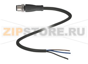 Кабель датчика-исполнительного устройства Cable connector V11S-G-BK3M-PUR-U Pepperl+Fuchs Описание оборудованияMale single-ended cordset, M12, 3-pin, PUR cable