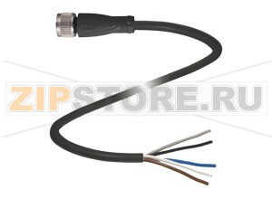 Кабель датчика-исполнительного устройства Female connector V15-G-BK0,6M-PUR-U/0,75 Pepperl+Fuchs Описание оборудованияFemale cordset, M12, 5-pin, PUR cable