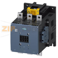 Силовой контактор, AC-3 500 A, 250 кВт/400 В Катушка 50/60 Гц AC и 200–277 В DC x (0,8–1,1) Вход F-ПЛК 24 В DC 3-полюсн., типоразмер S12, Вспомогательные контакты 2 НО + 2 НЗ Главная цепь: шина Цепь управления и вспомогательная цепь: винтовой зажим Siemen