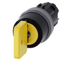 АКТУАТОР ПОВОРОТНОГО ПЕРЕКЛЮЧАТЕЛЯ С КЛЮЧОМ O.M.R., 22MM, КРУГЛ., ПЛАСТИК С МЕТАЛЛИЧЕСКИМ ФРОНТАЛЬНЫМ КОЛЬЦОМ, НОМЕР ЗАМКА 73033, ЧЁРНЫЙ / ЖЁЛТЫЙ, С 2 КЛЮЧАМИ, 3 КОММУТАЦИОННЫХ ПОЛОЖЕНИЯ: I-O-II, С ФИКСАЦИЕЙ, УГОЛ ПОВОРОТА РУКОЯТКИ 2X45 ГРАД.: 10:30Ч./12Ч