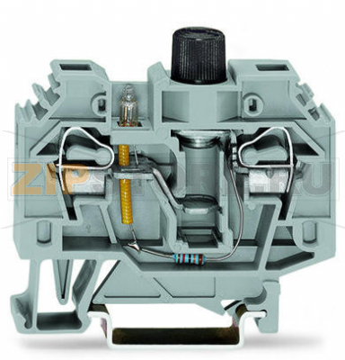 2-conductor fuse terminal block; for 5 x 20 mm miniature metric fuse; with blown fuse indication by neon lamp; for DIN-rail 35 x 15 and 35 x 7.5; 6 mm; CAGE CLAMP®; 6,00 mm; gray Wago 282-124 