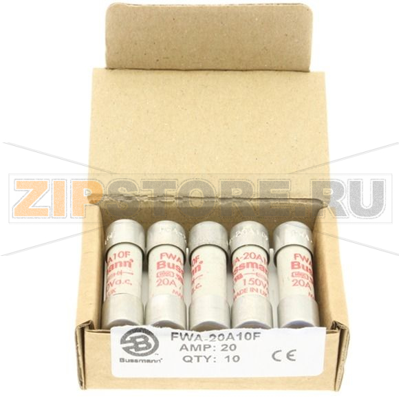 Предохранитель, 20 A, AC 150 В, DC 150 В, 100 кА, 10x38 мм, aR, UL Eaton SEMI-COND FUSE 20A 150V 