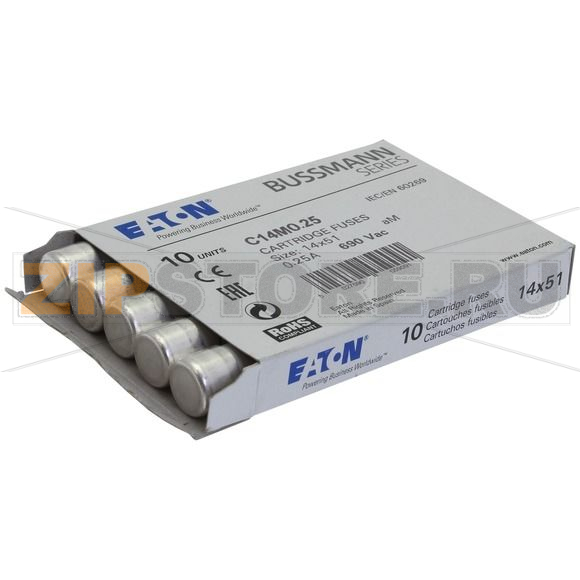 Предохранитель, 0.25 A, AC 690 В, 120 кА, 14x51 мм, aM, IEC Eaton Cylindrical FUSE 14x51 0.25A AM 