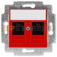 Розетка компьютерная, 2хRJ45, красная ABB 2CHH295118A6065