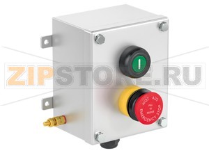 Модуль управления Control Unit Ex e, Stainless Steel, 2 Functions LCS2.PGMX.ERMX.F.1 Pepperl+Fuchs Electrical specificationsOperating voltage250 V max.Operating current16 A max.Terminal capacity2.5 mm2FunctionpushbuttonColorgreenContact configuration1x NO / 1x NCUsage categoryAC12 - 12 ... 250 V AC - 16 AAC15 - 12 ... 250 V AC - 10 ADC13 - 12 ... 110 V DC - 1 ADC13 - 12 ... 24 V DC - 1ANumber of poles2LabelingIFunction 2mushroom buttonColorredContact configuration1x NO / 1x NCUsage categoryAC12 - 12 ... 250 V AC - 16 AAC15 - 12 ... 250 V AC - 10 ADC13 - 12 ... 110 V DC - 1 ADC13 - 12 ... 24 V DC - 1ANumber of poles2Operator actionlatching , pull to releaseLabelingEMERGENCY STOP / NOT AUSMechanical specificationsHeight142 mm (A)Width116 mm (B)Depth85.5 mm (C)External dimension100 mm with operators (C1) 92.2 mm with screws (C2) 145 mm with mounting brackets (K)Fixing holes distance, height81 mm (G)Fixing holes distance, width130 mm (H)Enclosure coverfully detachableCover fixingM6 stainless steel hexagon head screwsFixing holes diameter6.1 mm (J)Degree of protectionIP66Cable entryNumber of cable entries1x M25 in face B fitted with polyamide Ex e cable glandDefined entry areaface BMaterialEnclosure1.5 mm 316L, (1.4404) stainless steelFinishelectropolishedSealone piece closed cell neopreneMass3 kgMountingmouting brackets with 6.1 mm screw holesGroundingM6 internal/external brass grounding boltAmbient conditionsAmbient temperature-40 ... 55 °C (-40 ... 131 °F) @ T4 -40 ... 40 °C (-40 ... 104 °F) @ T6 Data for application in connection with hazardous areasEU-Type Examination CertificateSIRA 13ATEX3059XMarking II 2 GD Ex de IIC T6 Gb, Ex tb IIIC T80°C Db Ex de IIC T4 Gb, Ex tb IIIC T130°C DbInternational approvalsIECEx approvalIECEx SIR 13.0021EAC approvalTC RU C-DE.GB06.B.00567ConformityDegree of protectionEN 60529General informationSupplementary informationEC-Type Examination Certificate, Statement of Conformity, Declaration of Conformity, Attestation of Conformity and instructions have to be observed where applicable. For information see www.pepperl-fuchs.com.AccessoriesOptional accessoriesEngraved traffolyte tag labelEngraved AISI 316L stainless steel tag labelColor in-fill stainless steel tag label