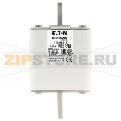 Предохранитель, 900 A, AC 690 В, 200 кА, DIN 3, 76x90x139 мм, aR, DIN, IEC Eaton FUSE 900A 690V 