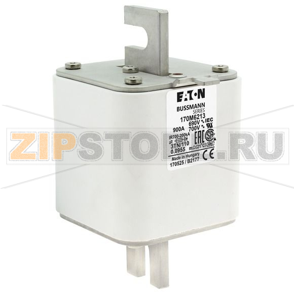 Предохранитель, 900 A, AC 690 В, 200 кА, DIN 3, 76x90x139 мм, aR, DIN, IEC Eaton FUSE 900A 690V 