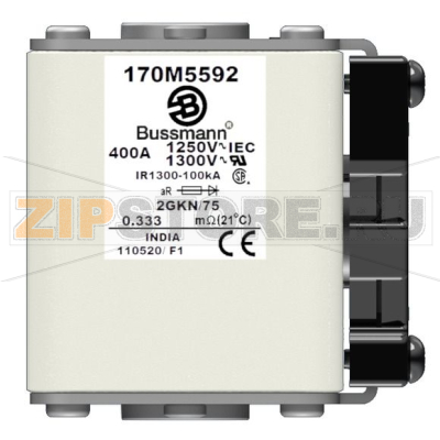 Предохранитель, 400 A, AC 1250 В, 100 кА, size 2, 61x77x75 мм, aR, IEC UL Eaton FUSE 400A 1250 