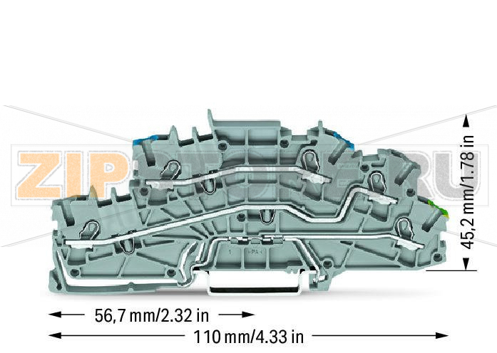 Многоуровневые клеммы для монтажа; 4 mm; N/L/PE; Push-in CAGE CLAMP®; 2,50 mm; серые Wago 2003-6646 