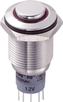 Кнопка антивандальная 250 В/AC, 3 А, 1 x вкл/вкл, без фиксации, IP67, 1 шт TRU Components LAS2GQH-11E/R/12V/S/P