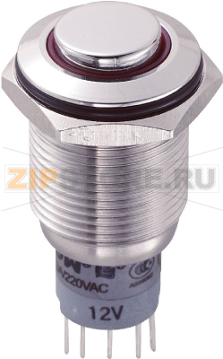 Кнопка антивандальная 250 В/AC, 3 А, 1 x вкл/вкл, без фиксации, IP67, 1 шт TRU Components LAS2GQH-11E/R/12V/S/P 