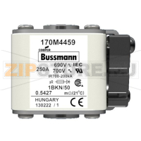 Предохранитель, 250 A, AC 690 В, 200 кА, size 1, aR, IEC UL Eaton FUSE 250A 690V 1*BKN/50 AR UC
