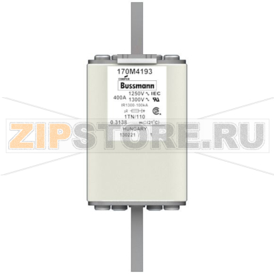 Предохранитель, 400 A, AC 1250 В, 100 кА, size 1, 53x66x138 мм, aR, DIN, IEC Eaton FUSE 400A 12 