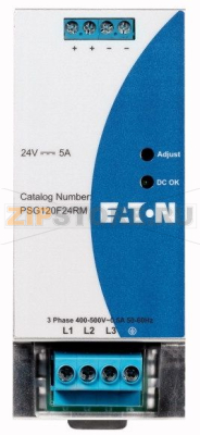 Блок питания, трехфазный, 400-500 В перем. тока/24 В пост. тока, 5A Eaton PSG120F24RM 