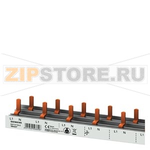 Компактная Pin шина, 10mm2 сечение: 1p/N комп.устр. 1-пол. + доп.контакт 0,5-пол. защ.от прикосн. 1000mm обрезаемая Siemens 5ST3778-0 