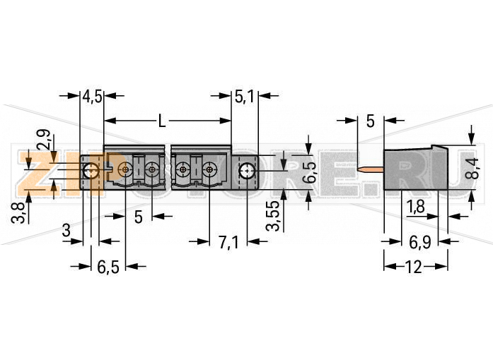 MCS MIDI Classic Вилка THT; 1.0 x 1.0 mm solder pin; прямые; зажимное кольцо; Шаг контактов 5 мм; 2-пол.; серые Wago 231-132/040-000 Исполнение с выводами под запрессовку обеспечивает крепление к печатной плате без пайки100% защита от неправильного подсоединенияВозможны варианты кодировки...
