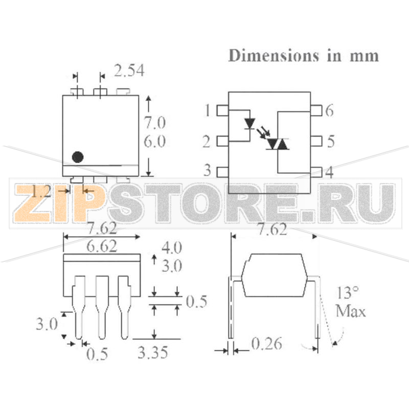 Оптопара DIP6 SMD с триаком на выходе Isocom Components MOC3023XSM 