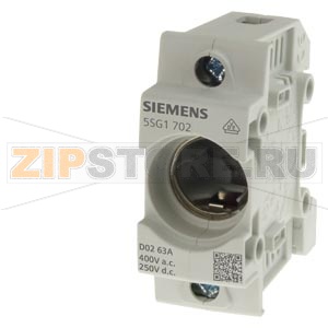 NEOZED, основание, D02, 1-пол., 63 A, Un AC: 400 V, Un DC: 250 V Siemens 5SG1702 