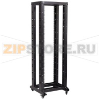 19" двухрамная стойка, 42U, 600x600, на роликах, черная