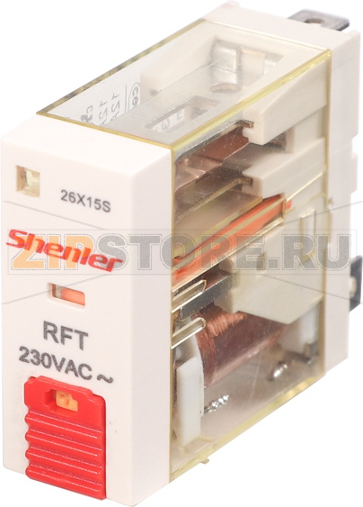 Реле миниатюрное (1CO), 12A, AC 24V с LED индикацией и кнопкой тест Shenler RFT1CO524LT 