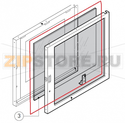 Frontal door glass Lainox MVE051P                                                                                         Frontal door glass Lainox MVE051PЗапчасть на сборочном чертеже под номером: 3Название запчасти на итальянском языке языке: Frontal door glass Lainox MVE051P
