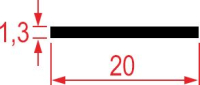 RUBBER PLATE 20x2 L=800 VERTICAL