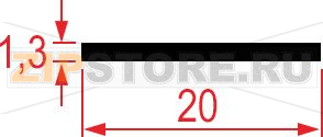 RUBBER PLATE 20x2 L=800 VERTICAL 
