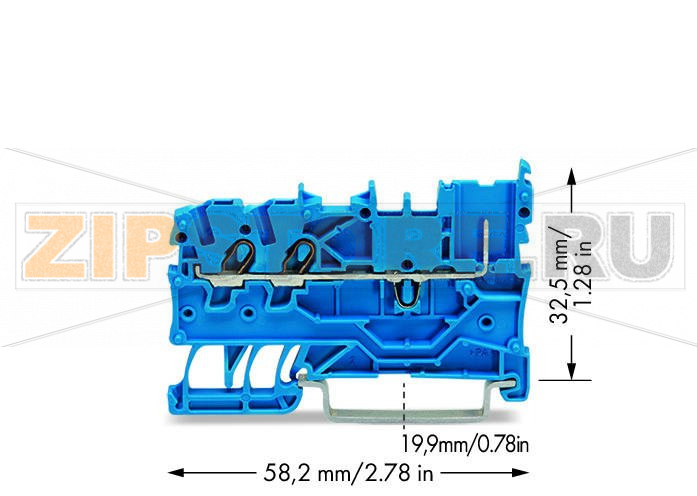 2-проводные / 1-контактные базовые клеммы; для DIN-рейки 35 x 15 и 35 x 7,5; Push-in CAGE CLAMP®; 1,00 mm; синие Wago 2020-1304 