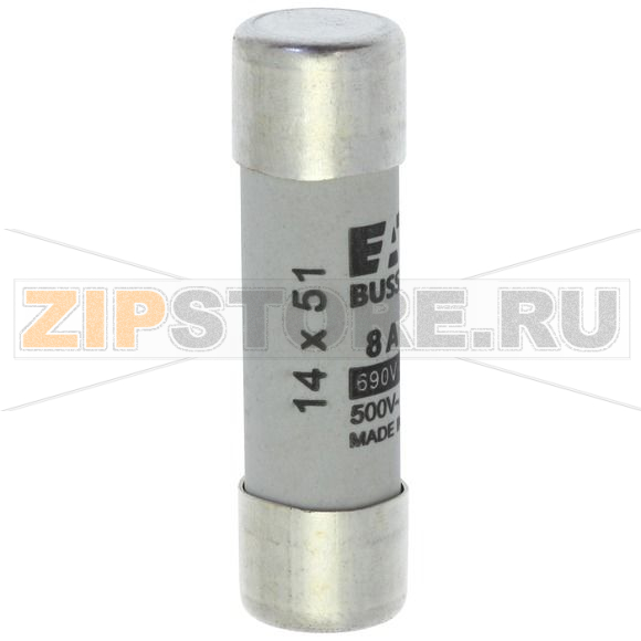 Предохранитель, 8 A, AC 690 В, 80 кА, 14x51 мм, gL/gG, IEC Eaton CYLINDRICAL FUSE 14x51 8A GG 6 