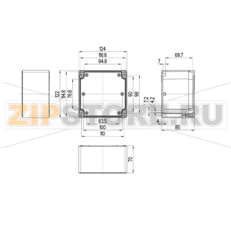 Корпус 124x122x85 мм, материал: пластик, серый, 1 шт Spelsberg TG ABS 1212-9-o 
