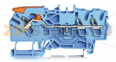 3-проводные проходные клеммы; с рычагом и Push-in CAGE CLAMP®; 2,5 мм; с тестовым портом; подходят для исполнений Ex i; боковая и центральная маркировка; для DIN-рейки 35 x 15 и 35 x 7,5; Push-in CAGE CLAMP®; 2,50 mm; синие Wago 2102-1304 