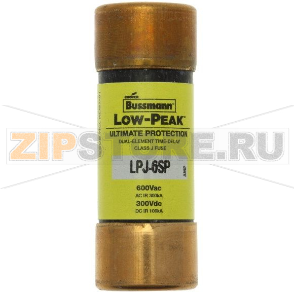 Предохранитель, 6 A, AC 600 В, 300 кА, 21x57 мм, J, UL, с задержкой Eaton LOW-PEAK CLASS J T/D 