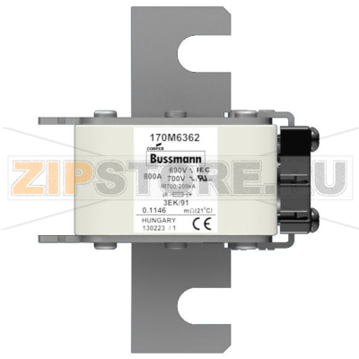 Предохранитель, 800 A, AC 690 В, 200 кА, size 3, 76x92x126 мм, aR, IEC Eaton FUSE 800A 690V 3EK 