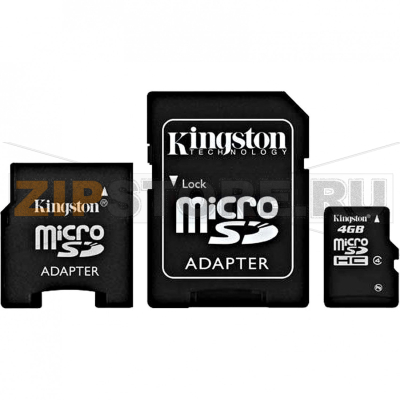 Карта памяти 4 Гб, class 4 Kingston SDC4-4GB-2ADP 