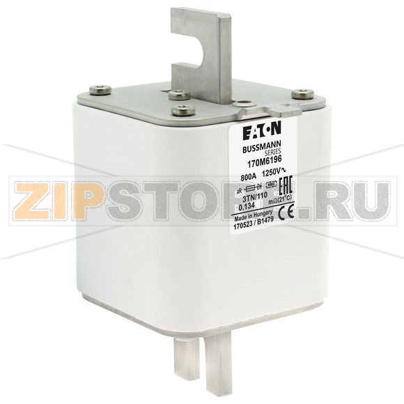 Предохранитель, 800 A, AC 1250 В, 100 кА, size 3, 76x90x139 мм, aR, DIN, IEC Eaton FUSE 800A 12 
