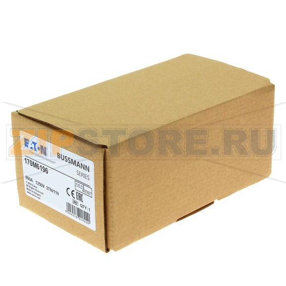 Предохранитель, 800 A, AC 1250 В, 100 кА, size 3, 76x90x139 мм, aR, DIN, IEC Eaton FUSE 800A 12 