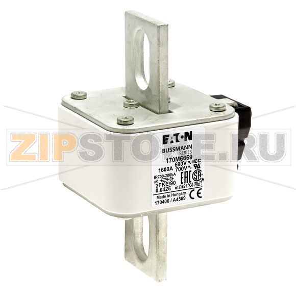Предохранитель, 1600 A, AC 690 В, 200 кА, size 3, 76x92x135 мм, aR, IEC UL Eaton FUSE 1600A 69 