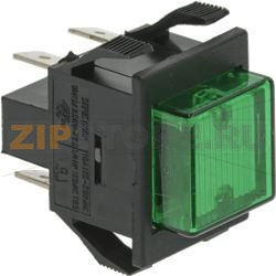 ЗЕЛЕНЫЙ ДВУХПОЛЮСНЫЙ ПЕРЕКЛЮЧАТЕЛЬ С ПОДСВЕТКОЙ 