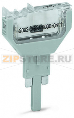 Корпус вилки; для базовых клемм; 2-пол.; с диодом 1N4007; шириной 5,2 мм; Макс. рабочая температура 85°C; серые Wago 2002-800/1000-411 