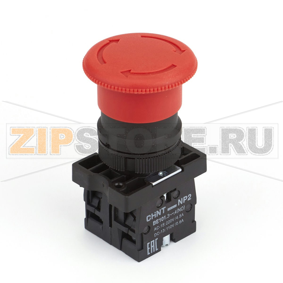 Кнопка управления, 1НО+1НЗ, IP40, без подсветки, красная Chint NP2-ES545 