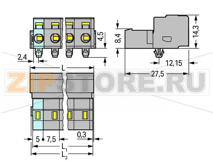 MCS MIDI Classic 1-проводная вилка; Монтажные ножки; 2,5 мм?; Шаг контактов 7,5 мм; 7-пол.; 2,50 mm?; серые Wago 731-607/018-000 