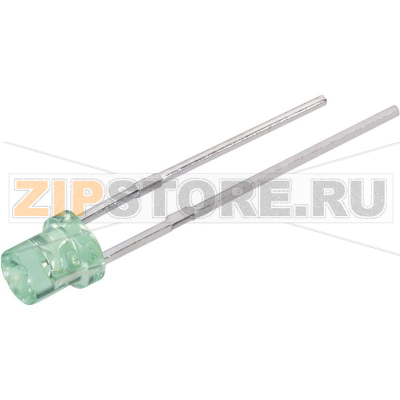 Светодиод цилиндрический, зеленый, 3 мм, 10 мкд, 150°, 20 мА, 2 В Everlight Opto 484SYGT-S530-E2 