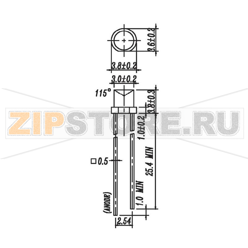 Светодиод цилиндрический, зеленый, 3 мм, 10 мкд, 150°, 20 мА, 2 В Everlight Opto 484SYGT-S530-E2 