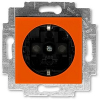 Розетка с заземлением, оранжевый/дымчатый чёрный ABB 2CHH203457A6066