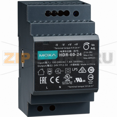 Блок питания 24 В, 60 Вт, 2.5 А MOXA HDR-60-24 