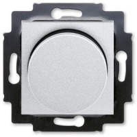 Диммер поворотно-нажимной 60-600 Вт, серебро/дымчатый чёрный ABB 2CHH942247A6070