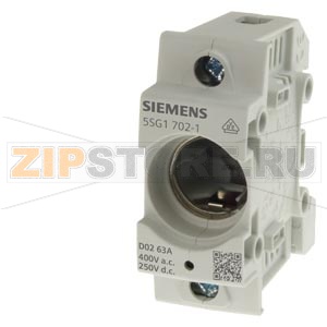 NEOZED, основание, D02, 1-пол., 63 A, Un AC: 400 V, Un DC: 250 V Siemens 5SG1702-1 