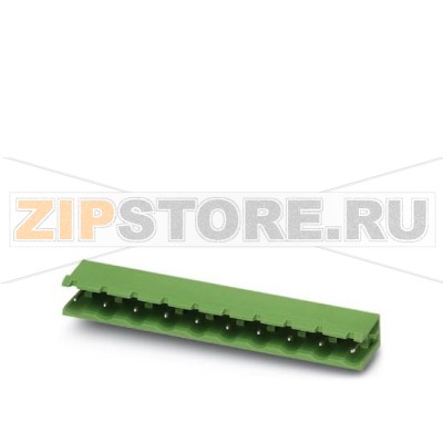 Ответная часть разъема Phoenix Contact GMSTB 2,5/10-G-7,62 Номинальный ток: 12 А, Расчетное напряжение (III/2): 630 В, Полюсов: 10, Размер шага: 7,62 мм, Цвет: зеленый, Поверхность контакта: олово, Монтаж: пайка.Минимальный заказ: 50 шт.Упаковка: 50 шт.